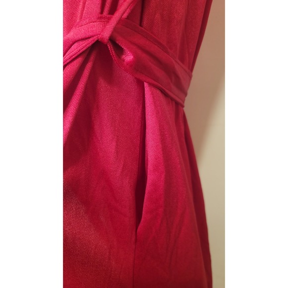 Vtg 60s Nylon Robe Red Size Small Long Peignoir Ruffle Pleated Sexy Lingerie USA - Picture 5 of 9